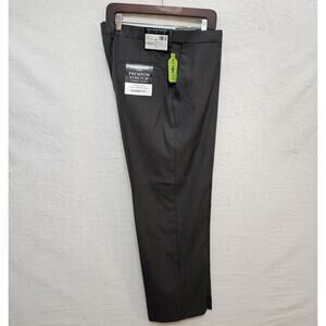 NWT Mens Haggar H26 Premium Stretch Straight Front Dress Pants Dk Gray 36 x 32